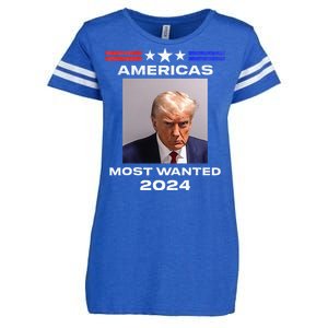 Americas Most Wanted Trump 2024 Enza Ladies Jersey Football T-Shirt