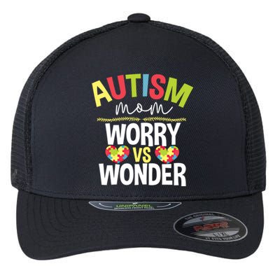 Autism Mom Worry Vs Wonder Month Cool Gift Flexfit Unipanel Trucker Cap