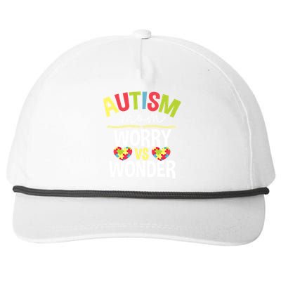 Autism Mom Worry Vs Wonder Month Cool Gift Snapback Five-Panel Rope Hat