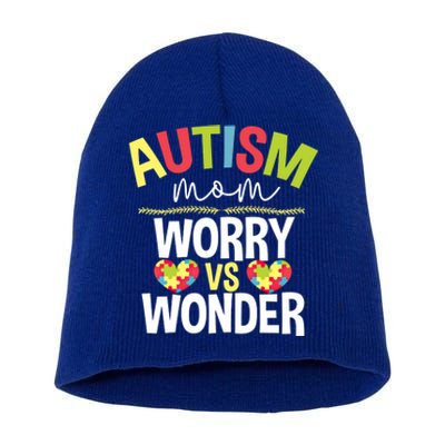 Autism Mom Worry Vs Wonder Month Cool Gift Short Acrylic Beanie