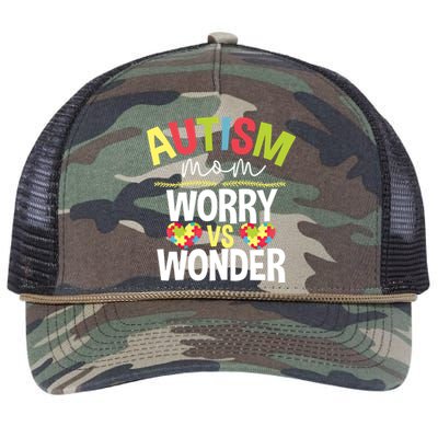 Autism Mom Worry Vs Wonder Month Cool Gift Retro Rope Trucker Hat Cap