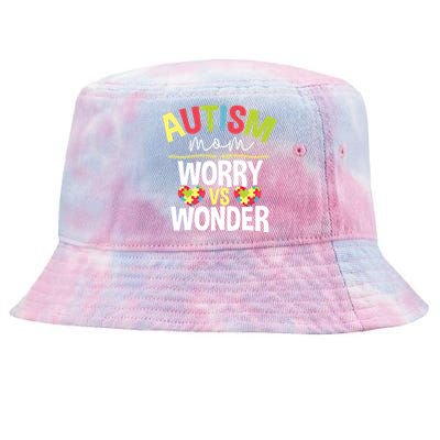 Autism Mom Worry Vs Wonder Month Cool Gift Tie-Dyed Bucket Hat