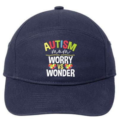 Autism Mom Worry Vs Wonder Month Cool Gift 7-Panel Snapback Hat