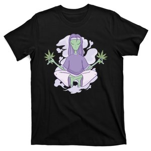 Alien Meditating Weed T-Shirt