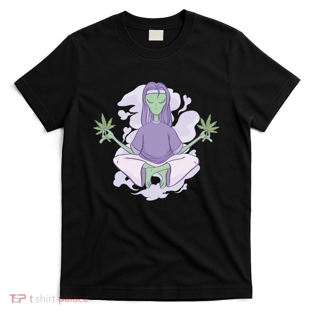 Alien Meditating Weed T-Shirt