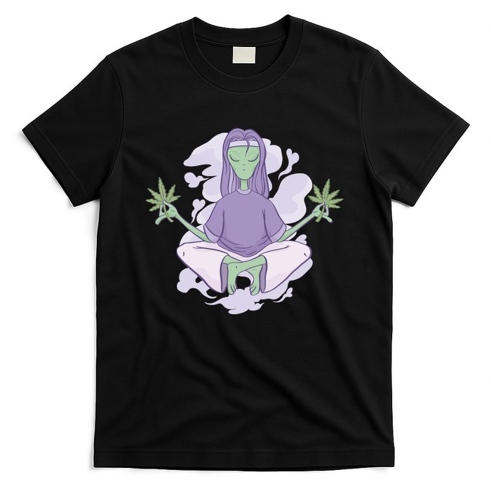 Alien Meditating Weed T-Shirt