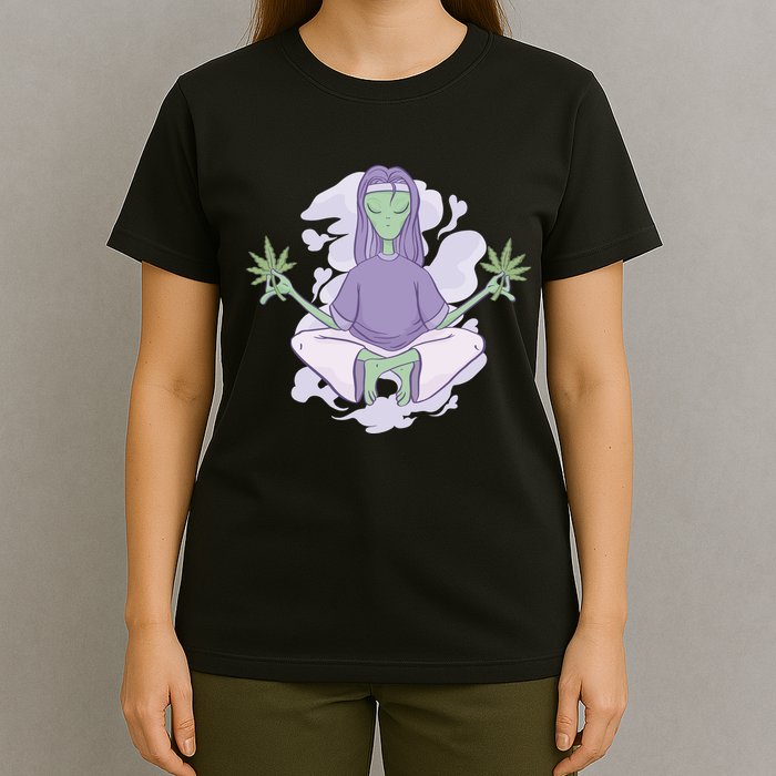 Alien Meditating Weed T-Shirt