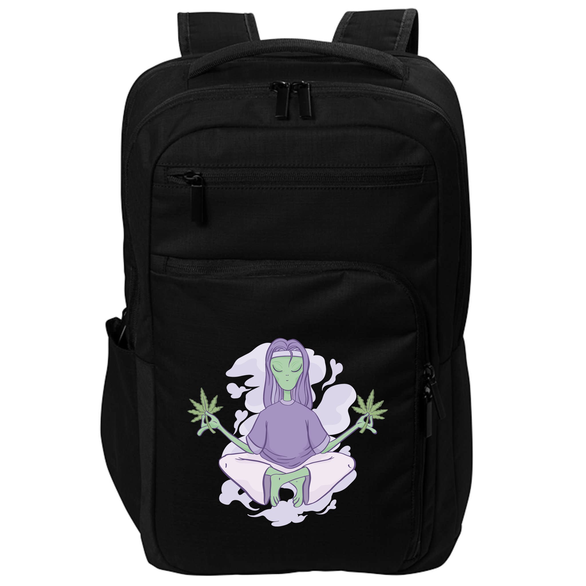 Alien Meditating Weed Impact Tech Backpack
