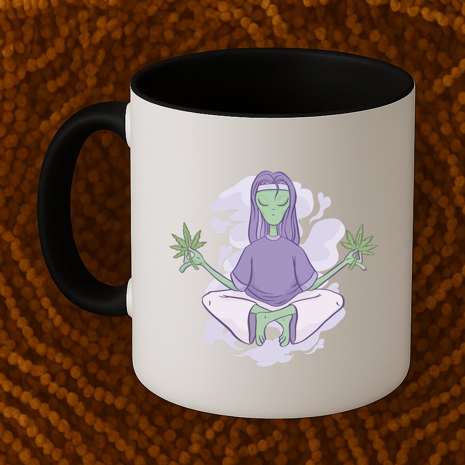 Alien Meditating Weed Mug