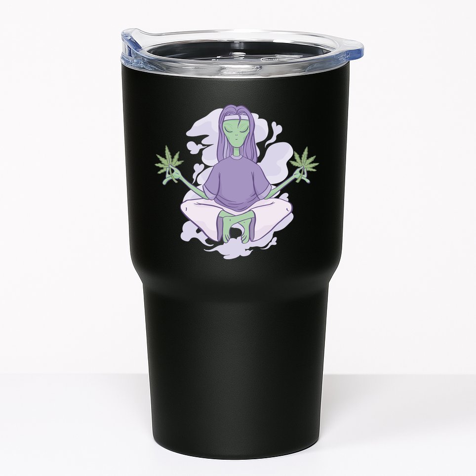 Alien Meditating Weed Tumbler