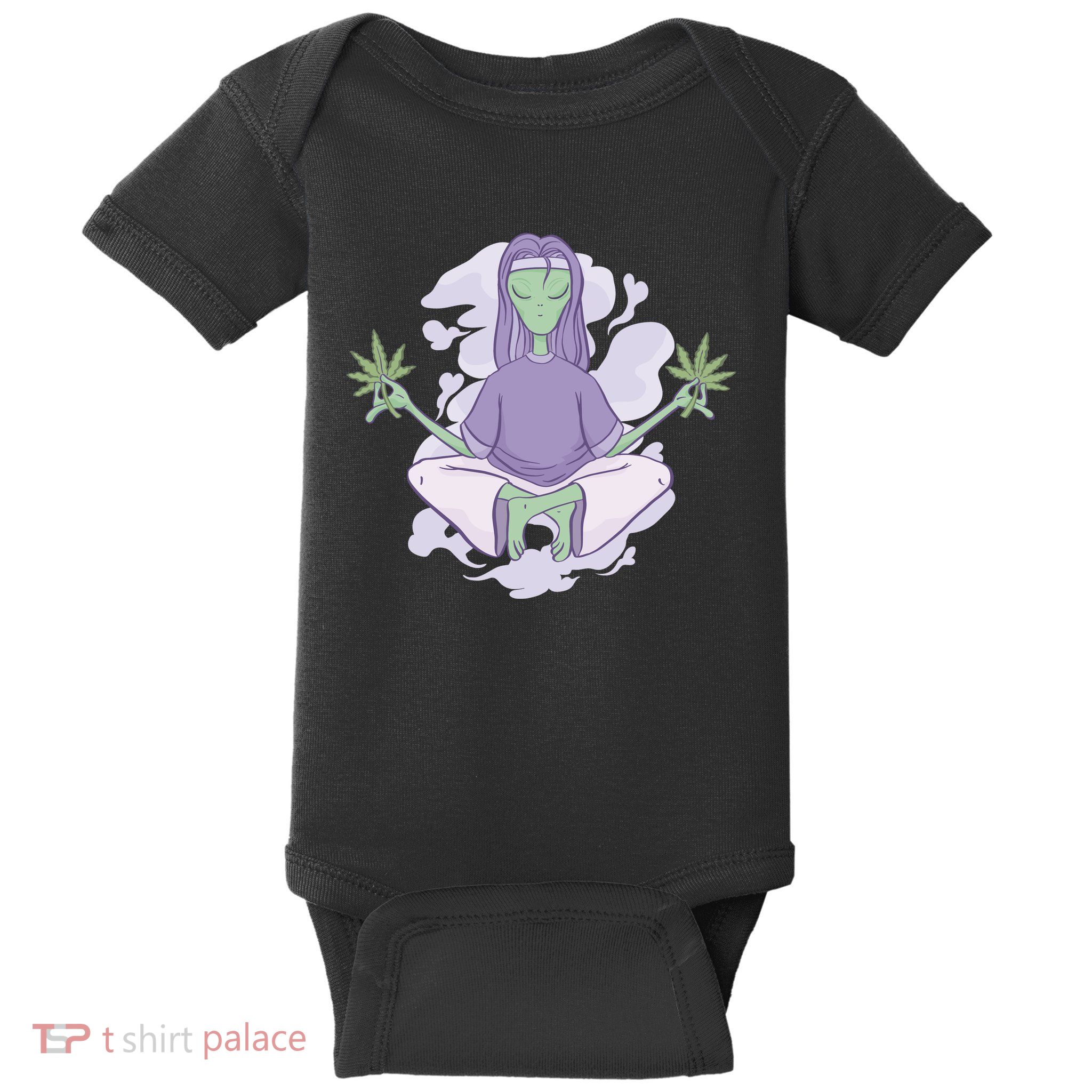 Alien Meditating Weed Baby Bodysuit