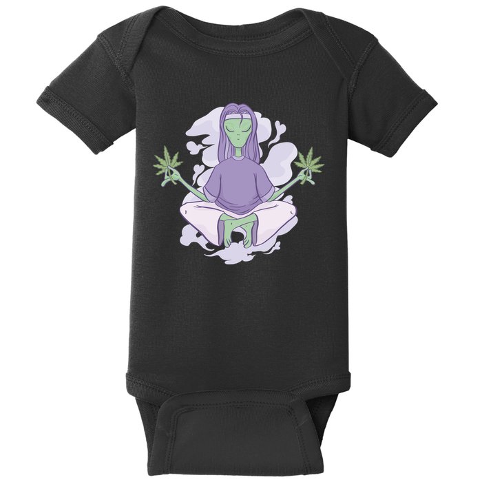 Alien Meditating Weed Baby Bodysuit