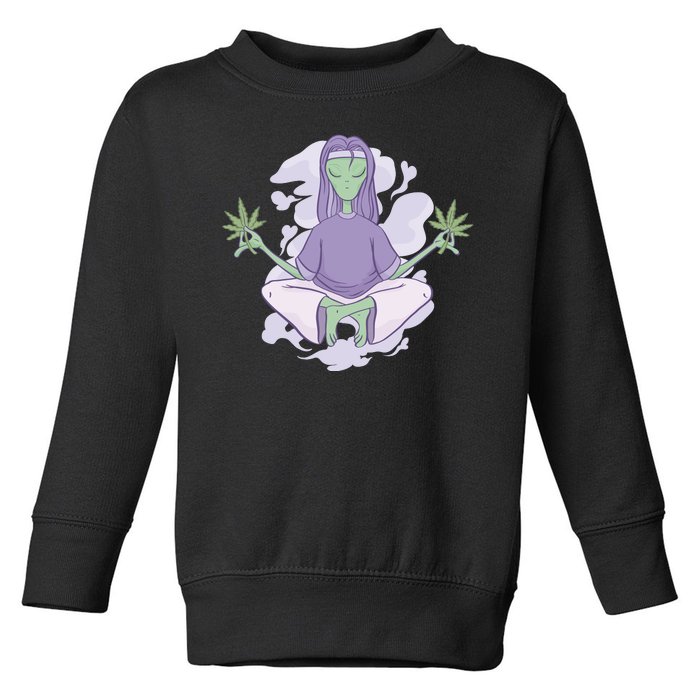 Alien Meditating Weed Toddler Sweatshirt