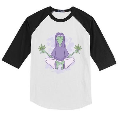 Alien Meditating Weed Kids Colorblock Raglan Jersey