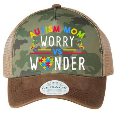 Autism Mom Worry Vs Wonder Support Month Cool Gift Legacy Tie Dye Trucker Hat