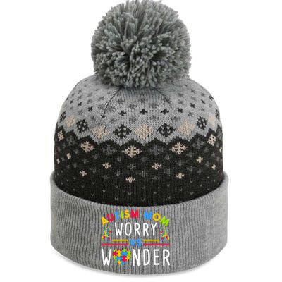 Autism Mom Worry Vs Wonder Support Month Cool Gift The Baniff Cuffed Pom Beanie