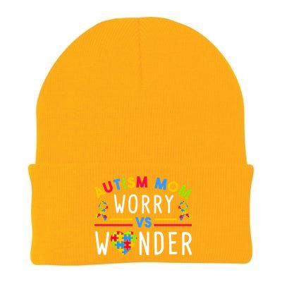 Autism Mom Worry Vs Wonder Support Month Cool Gift Knit Cap Winter Beanie