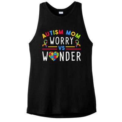 Autism Mom Worry Vs Wonder Support Month Cool Gift Ladies PosiCharge Tri-Blend Wicking Tank