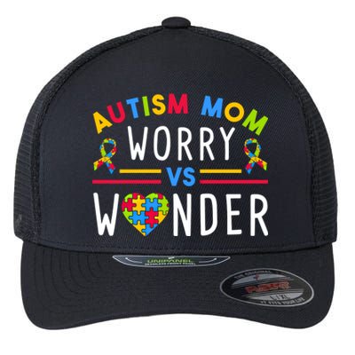 Autism Mom Worry Vs Wonder Support Month Cool Gift Flexfit Unipanel Trucker Cap