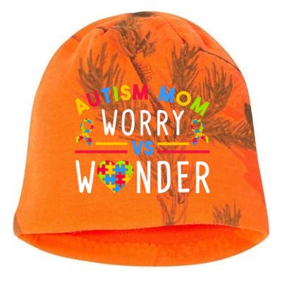 Autism Mom Worry Vs Wonder Support Month Cool Gift Kati - Camo Knit Beanie