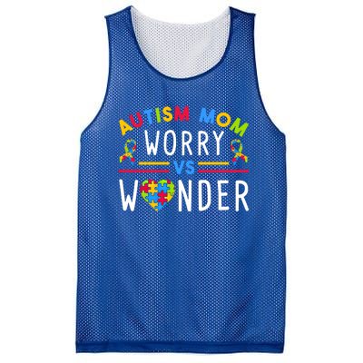 Autism Mom Worry Vs Wonder Support Month Cool Gift Mesh Reversible Basketball Jersey Tank