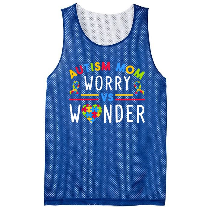 Autism Mom Worry Vs Wonder Support Month Cool Gift Mesh Reversible Basketball Jersey Tank