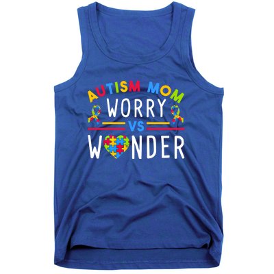 Autism Mom Worry Vs Wonder Support Month Cool Gift Tank Top