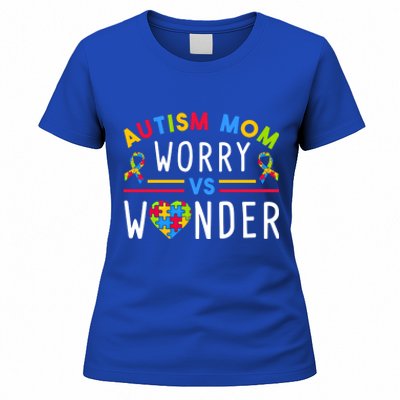 Autism Mom Worry Vs Wonder Support Month Cool Gift Women's T-Shirt