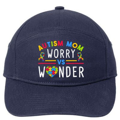 Autism Mom Worry Vs Wonder Support Month Cool Gift 7-Panel Snapback Hat