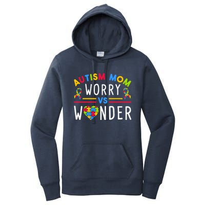 Autism Mom Worry Vs Wonder Support Month Cool Gift Women's Pullover Hoodie