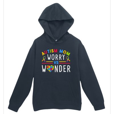 Autism Mom Worry Vs Wonder Support Month Cool Gift Urban Pullover Hoodie