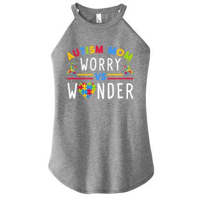 Autism Mom Worry Vs Wonder Support Month Cool Gift Women's Perfect Tri Rocker Tank