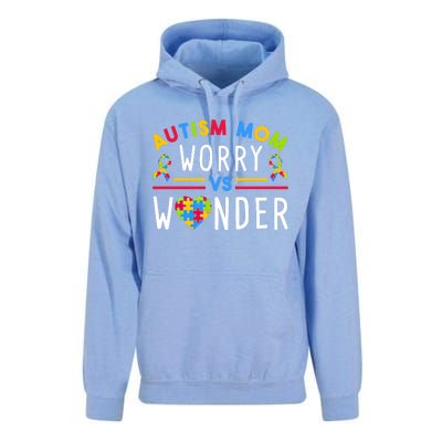 Autism Mom Worry Vs Wonder Support Month Cool Gift Unisex Surf Hoodie