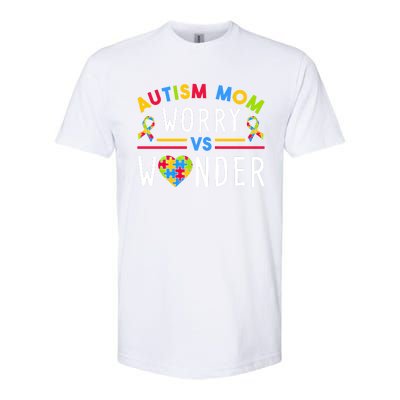 Autism Mom Worry Vs Wonder Support Month Cool Gift Softstyle CVC T-Shirt