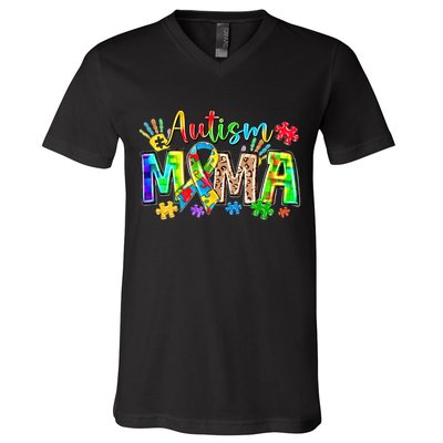  Autism Month World Autism Awareness Day 2025 Autism Mama V-Neck T-Shirt