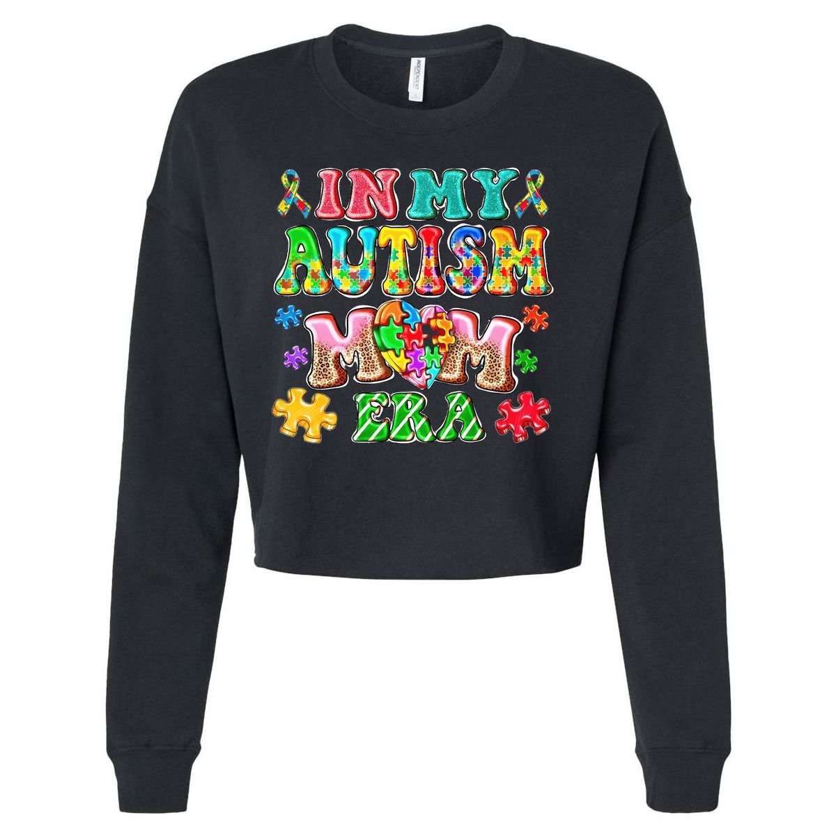 Autism Month World Autism Awareness Day 2025 In My Autism Mom Era Cropped Pullover Crew