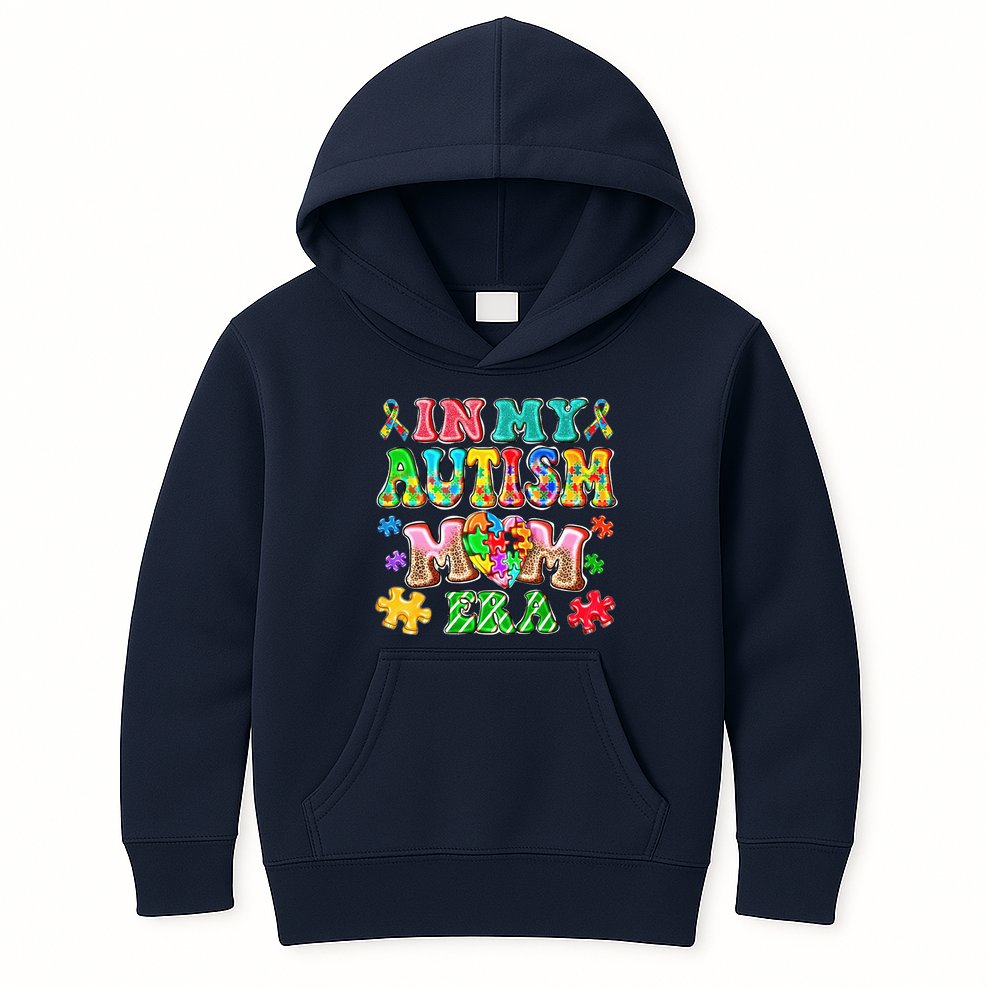 Autism Month World Autism Awareness Day 2025 In My Autism Mom Era Kids Hoodie