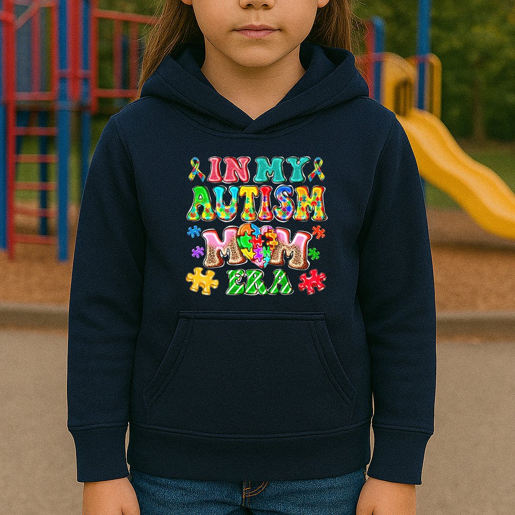 Autism Month World Autism Awareness Day 2025 In My Autism Mom Era Kids Hoodie