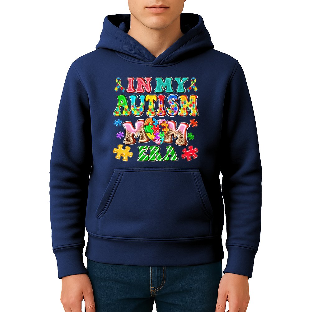 Autism Month World Autism Awareness Day 2025 In My Autism Mom Era Kids Hoodie