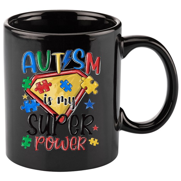 Autism Month World Autism Awareness Day 2025 Autism in my Super Power 11oz C Handle Ceramic Mug