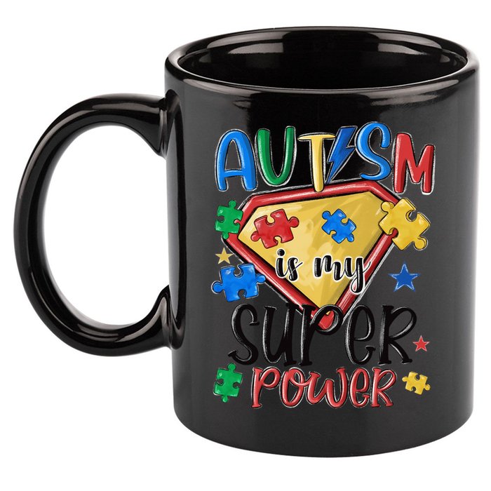 Autism Month World Autism Awareness Day 2025 Autism in my Super Power 11oz C Handle Ceramic Mug