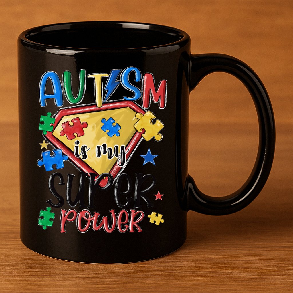 Autism Month World Autism Awareness Day 2025 Autism in my Super Power 11oz C Handle Ceramic Mug