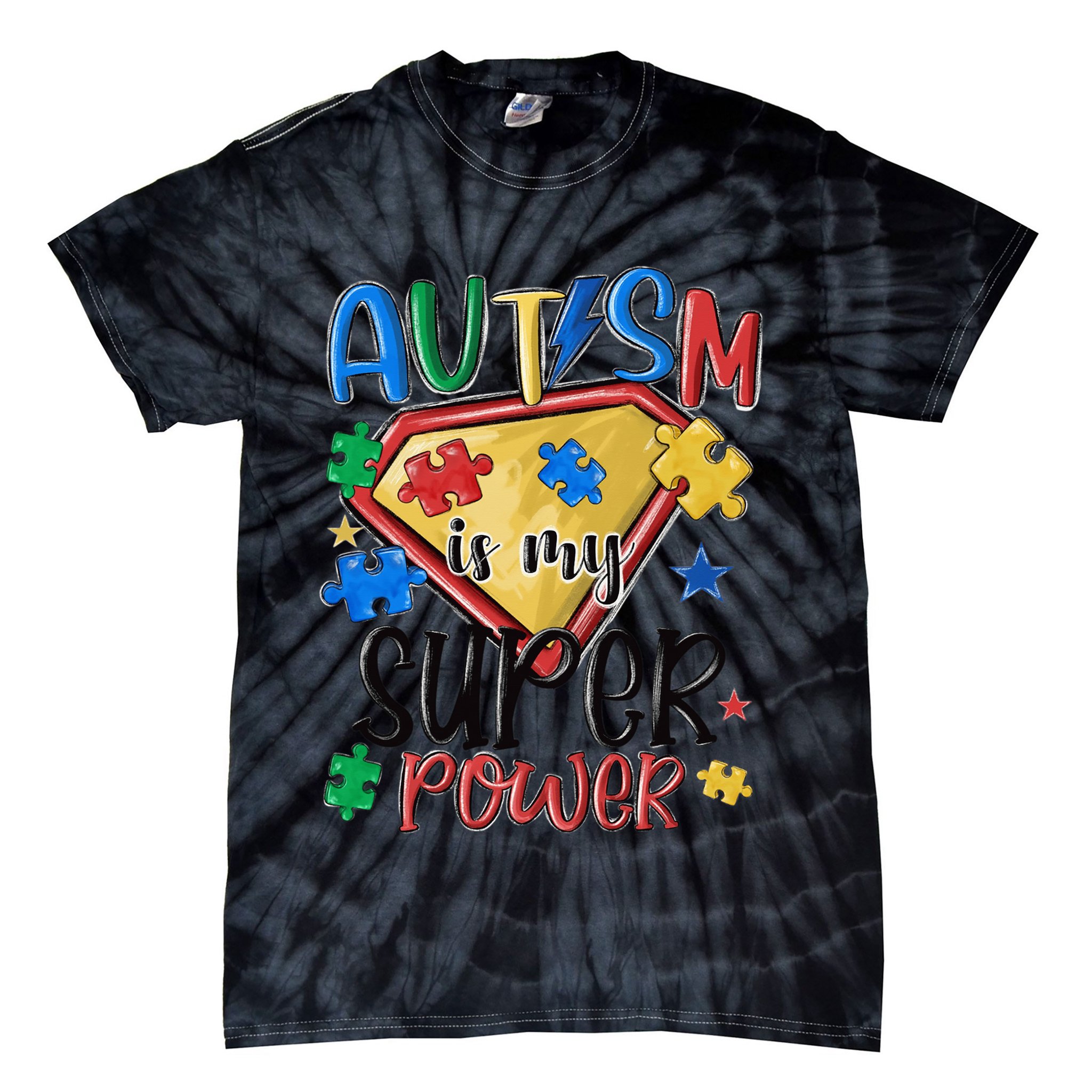 Autism Month World Autism Awareness Day 2025 Autism in my Super Power Tie-Dye T-Shirt