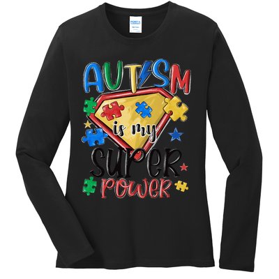 Autism Month World Autism Awareness Day 2025 Autism in my Super Power Ladies Long Sleeve Shirt
