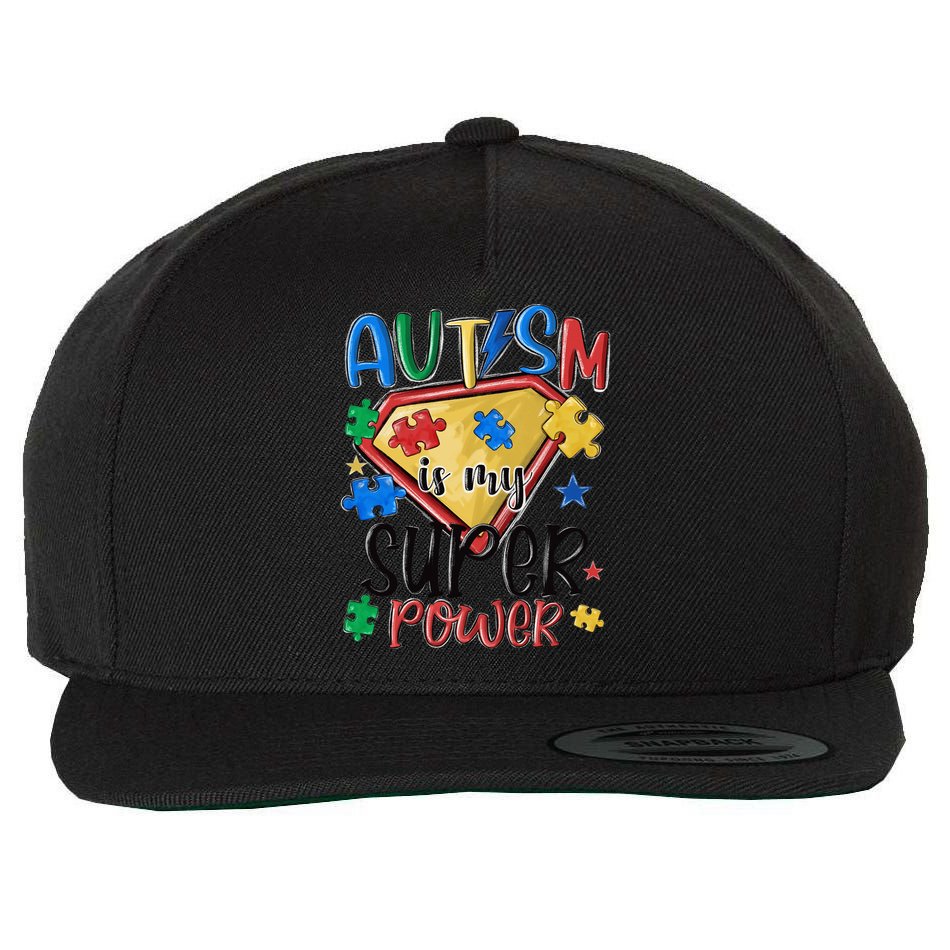 Autism Month World Autism Awareness Day 2025 Autism in my Super Power Wool Snapback Cap