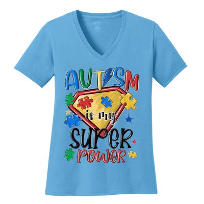 Autism Month World Autism Awareness Day 2025 Autism in my Super Power Women's V-Neck T-Shirt