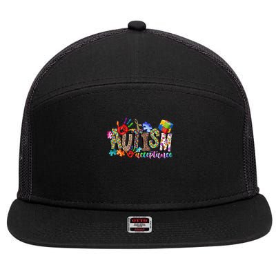 Autism Month World Autism Awareness Day 2025 Autism Acceptance 7 Panel Mesh Trucker Snapback Hat