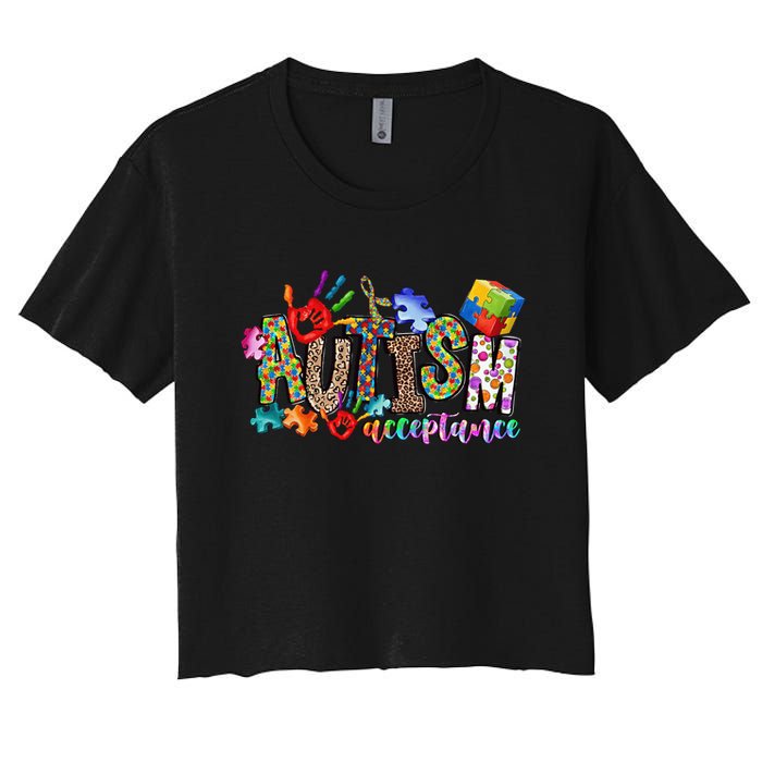 Autism Month World Autism Awareness Day 2025 Autism Acceptance Women's Crop Top Tee