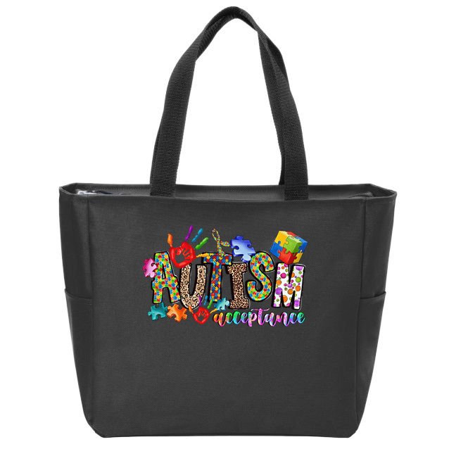 Autism Month World Autism Awareness Day 2025 Autism Acceptance Zip Tote Bag
