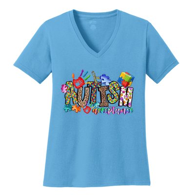 Autism Month World Autism Awareness Day 2025 Autism Acceptance Women's V-Neck T-Shirt